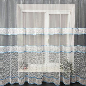 Вікторія з голубим 180см, тюль для кухні жаккард туреччина fin418-g фото