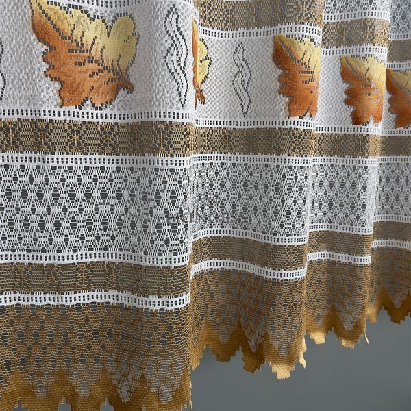 Лейза біла з коричневим 190см, тюль для кухні жаккард туреччина kel4886fb фото