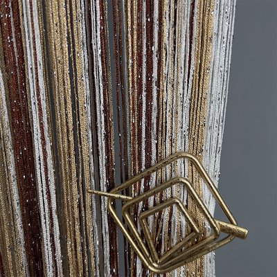 Ниткова штора Кісея з люрексом Золотий з Коричневим 10-1000 фото