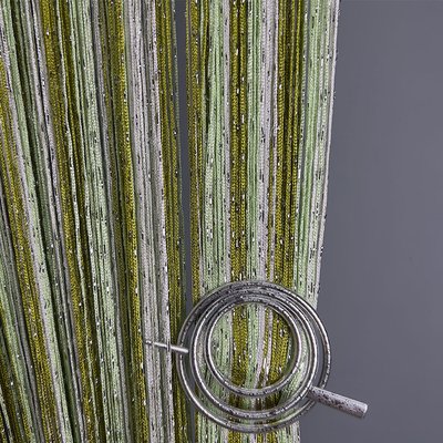 Ниткова штора Кісея з люрексом Оливковий з Білим 10-1000 фото