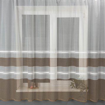 Кендіс біла з коричневим 160см, кухонний тюль жаккард туреччина fin18601-1 фото