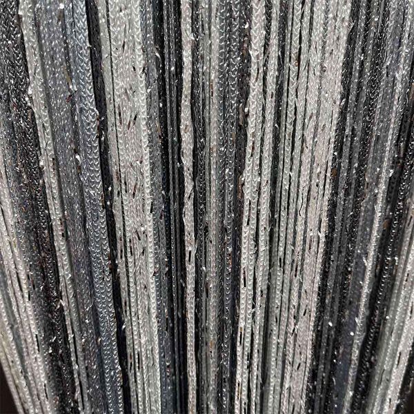 Ниткова штора Кісея з люрексом Білий з Сірим 10-1000 фото